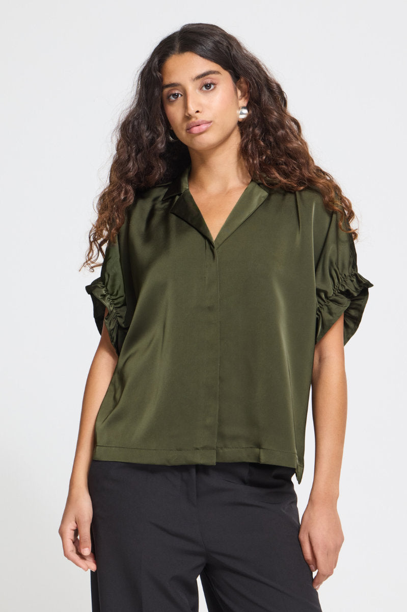 Letta blouse, dark olive