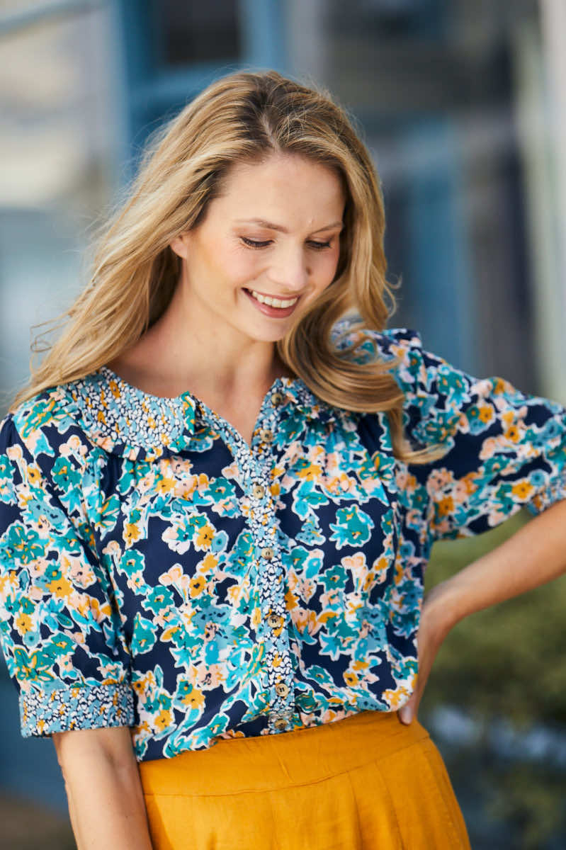 Lotus blouse mix, navy
