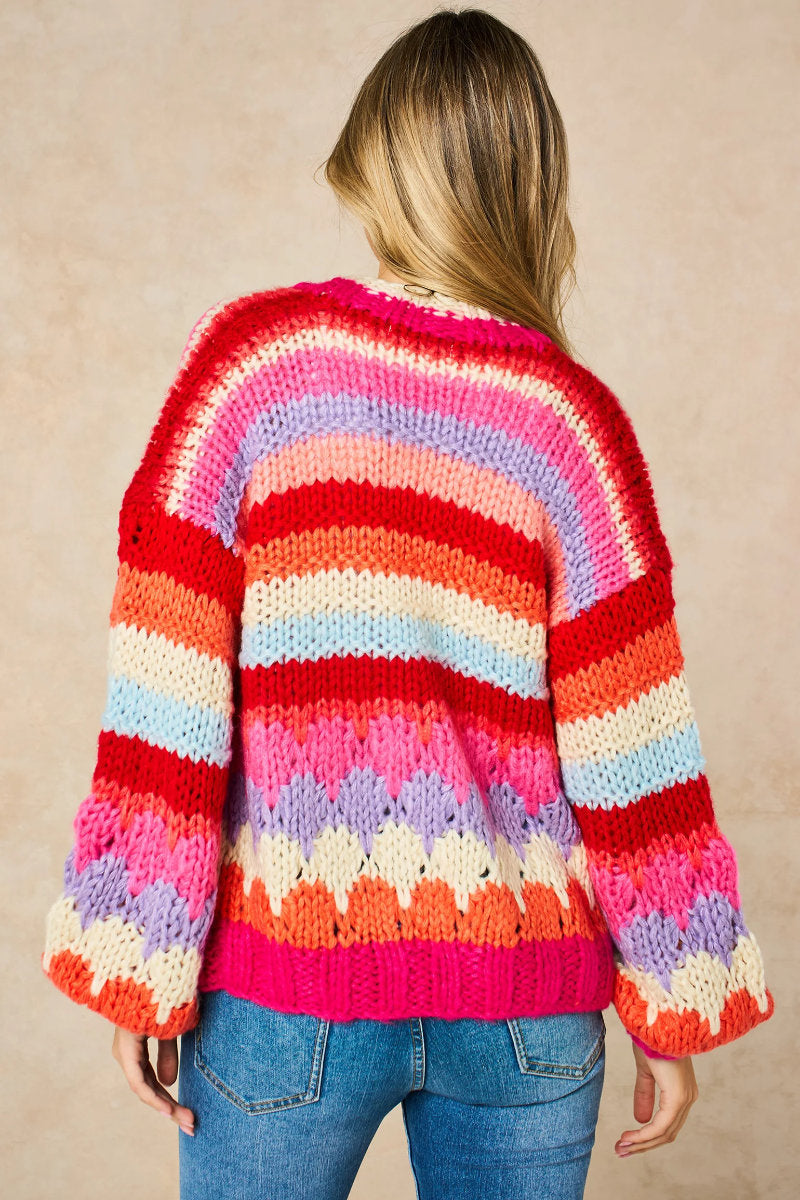 Gracie cardi, red pink