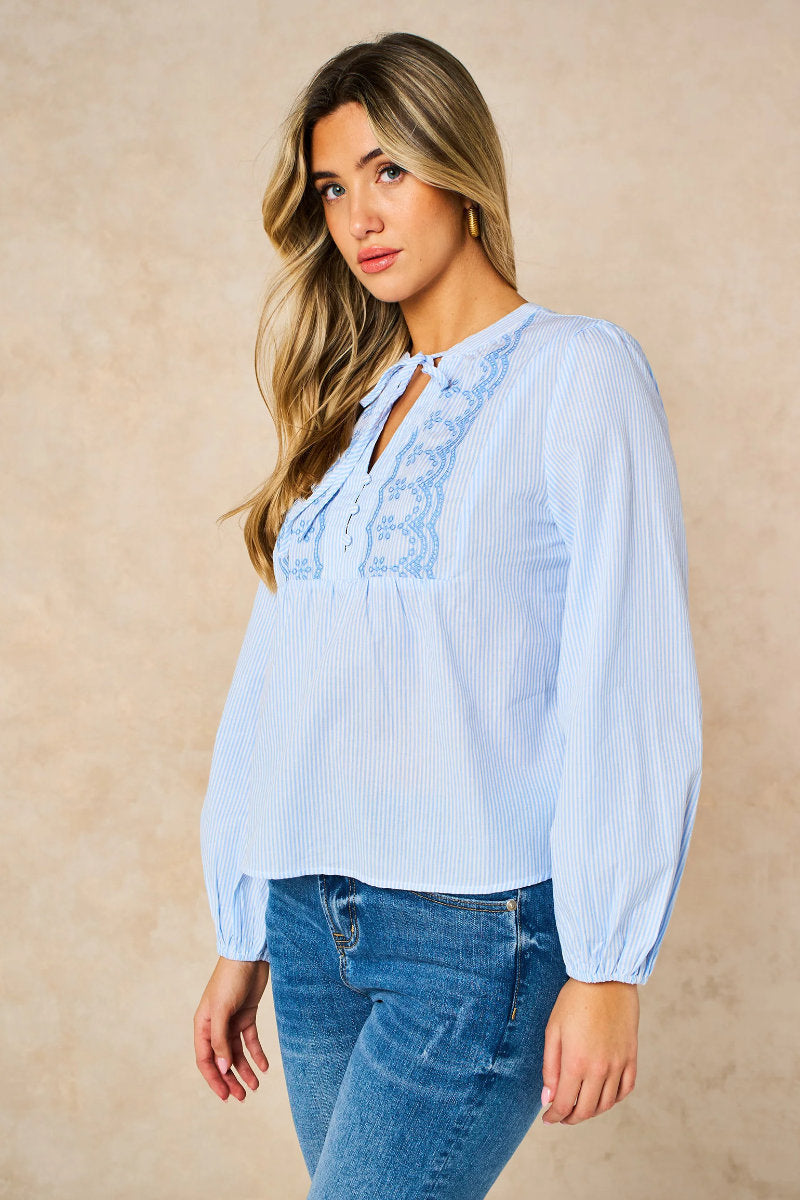 Embroidered shirt, blue