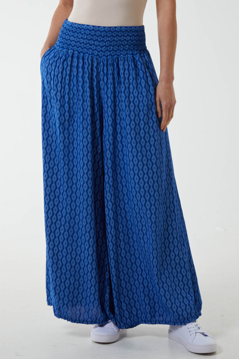 Mandala palazzo pants, blue