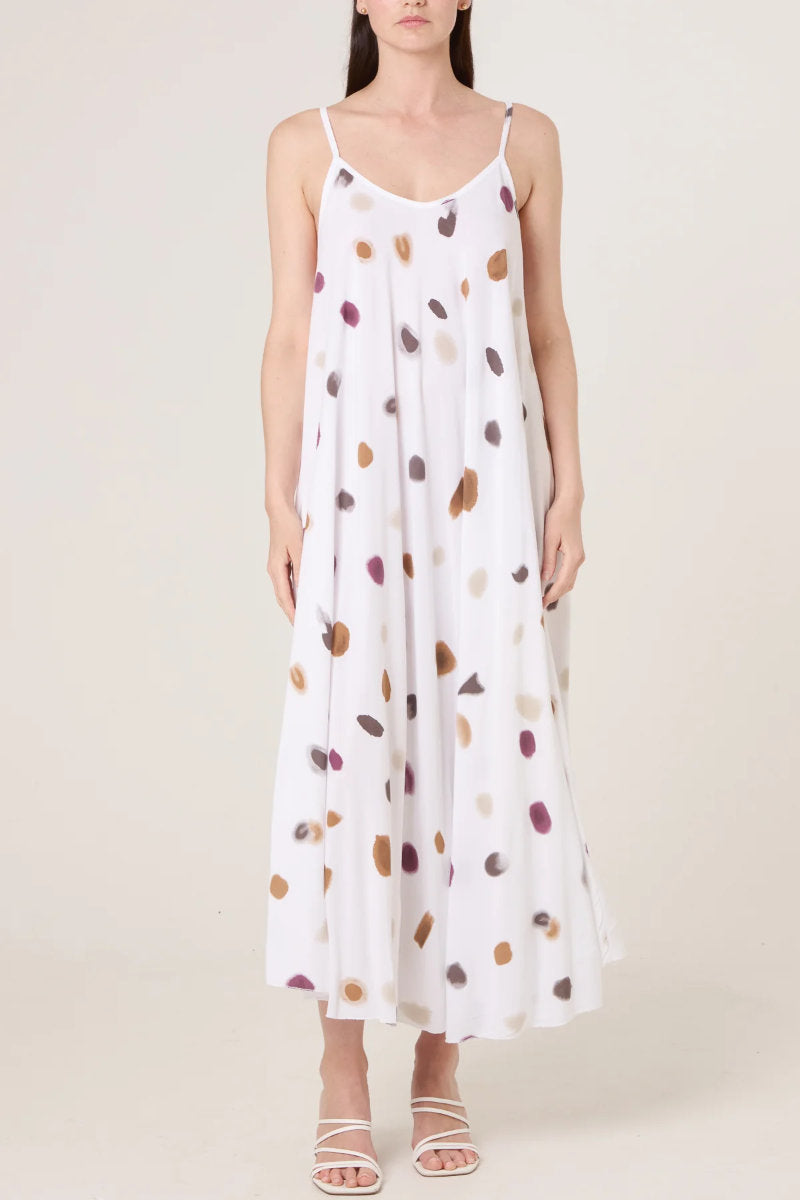 Blurred dot cami dress, white
