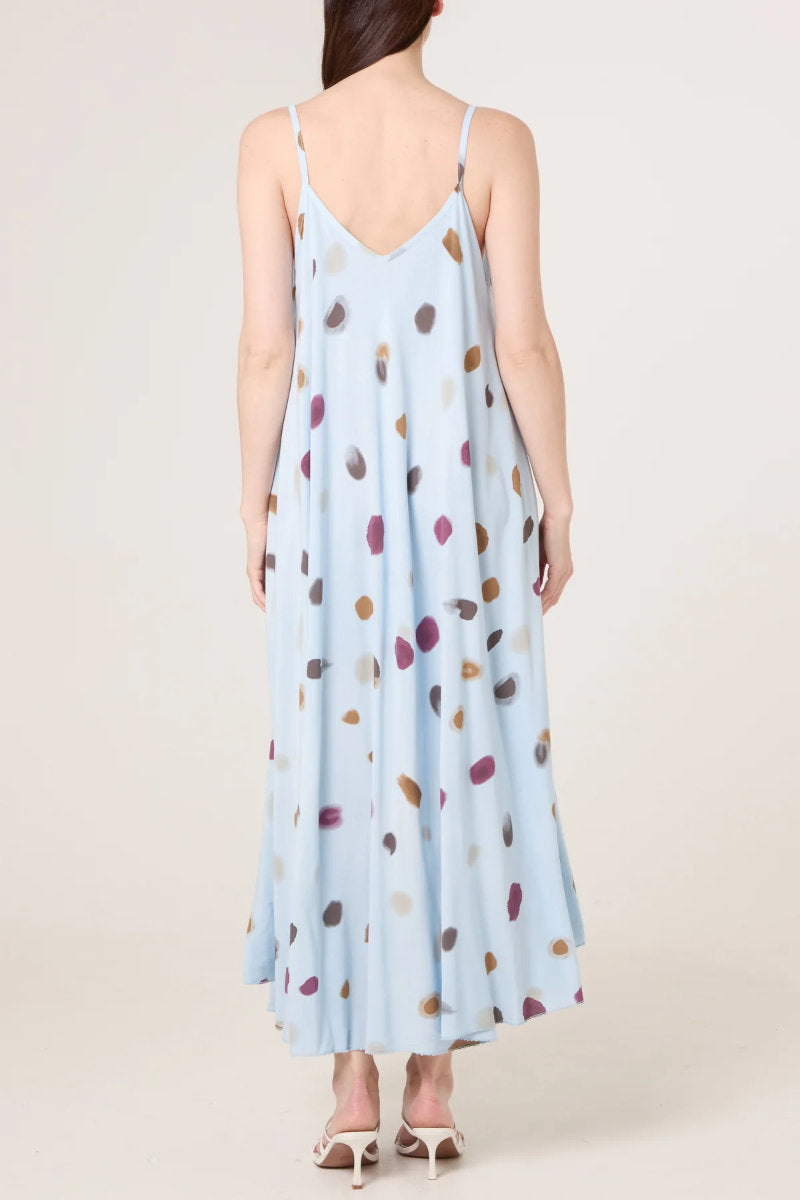 Blurred dot cami dress, sky