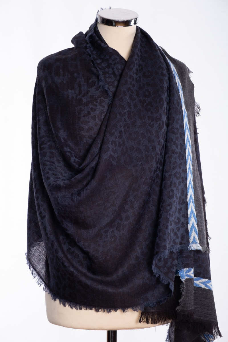 Leopard print scarf, navy