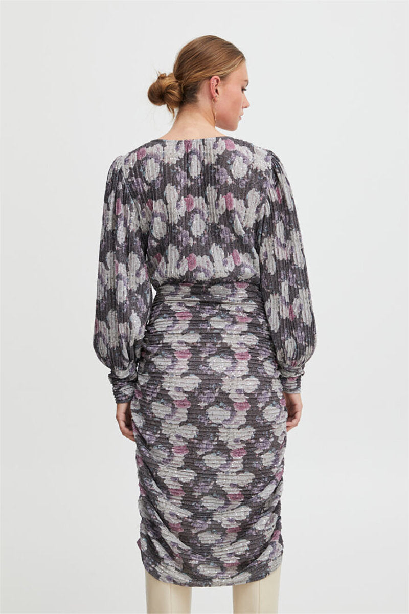 Joana plissé dress, silvery violet