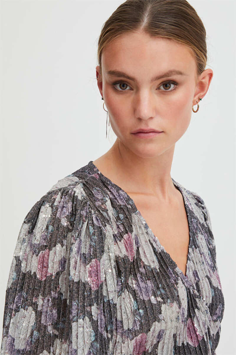 Joana plissé dress, silvery violet