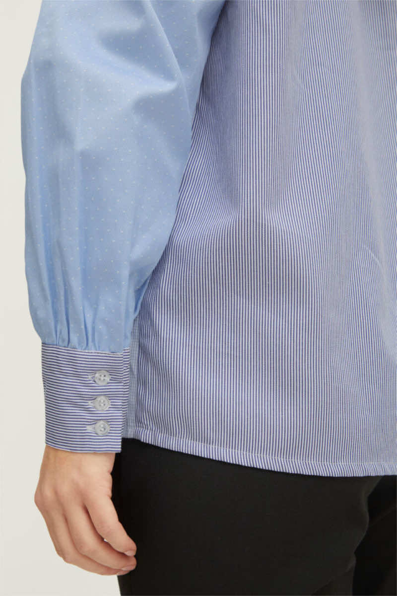 Trini patchwork shirt, pale ble