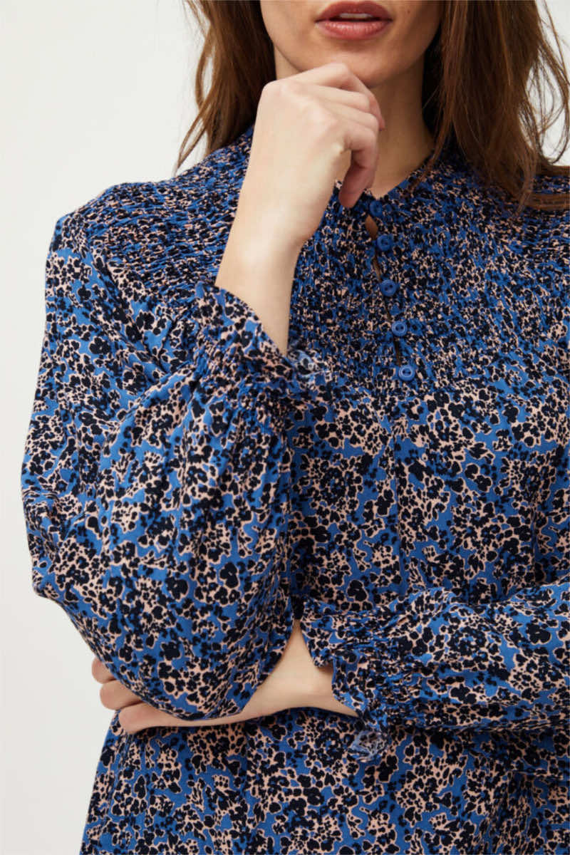 Norma smocked blouse, cobalt blue