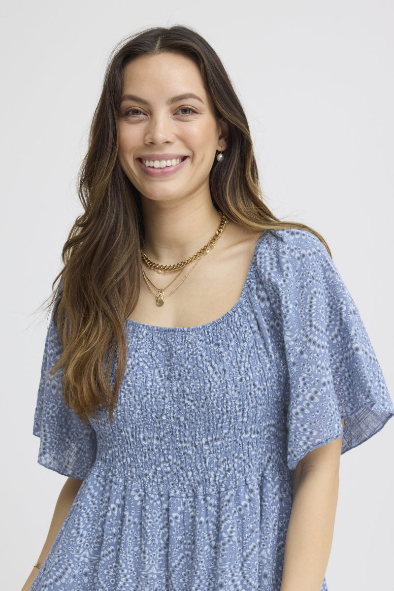 Alexa batik dress, denim