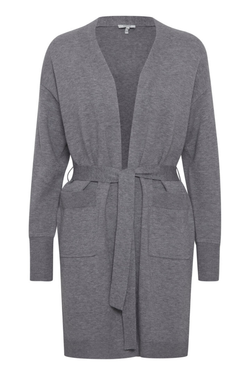 Nonina belt cardigan. Mid grey