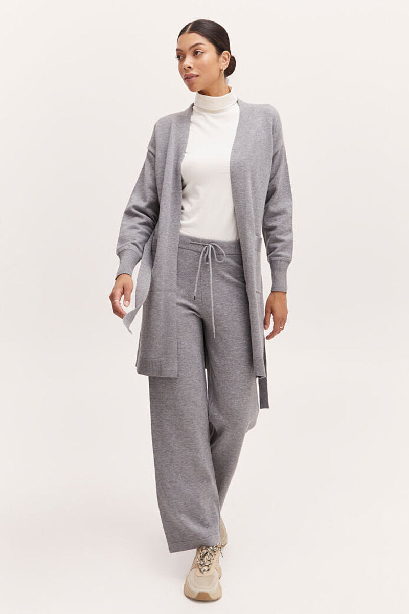 Nonina belt cardigan. Mid grey