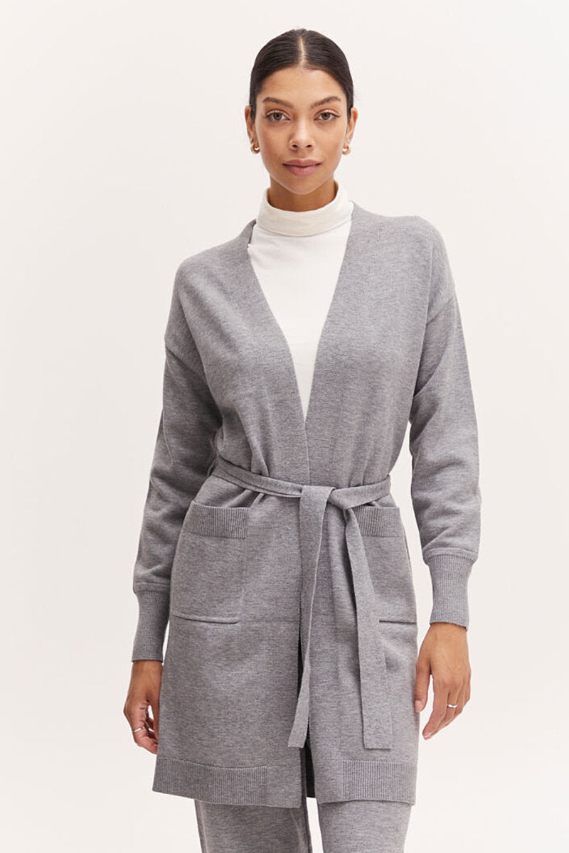 Nonina belt cardigan. Mid grey