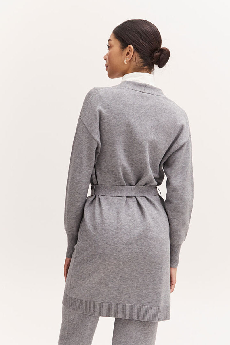 Nonina belt cardigan. Mid grey