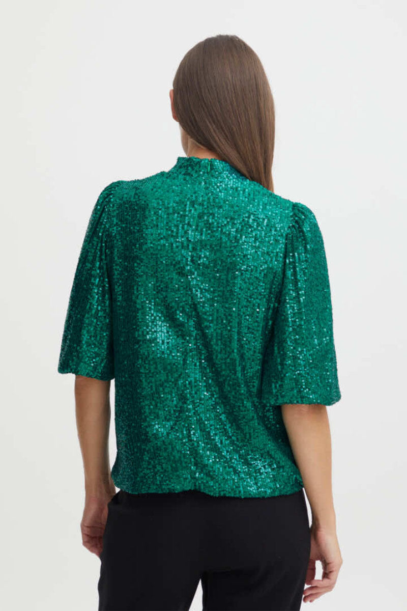 Solia high neck top, emerald