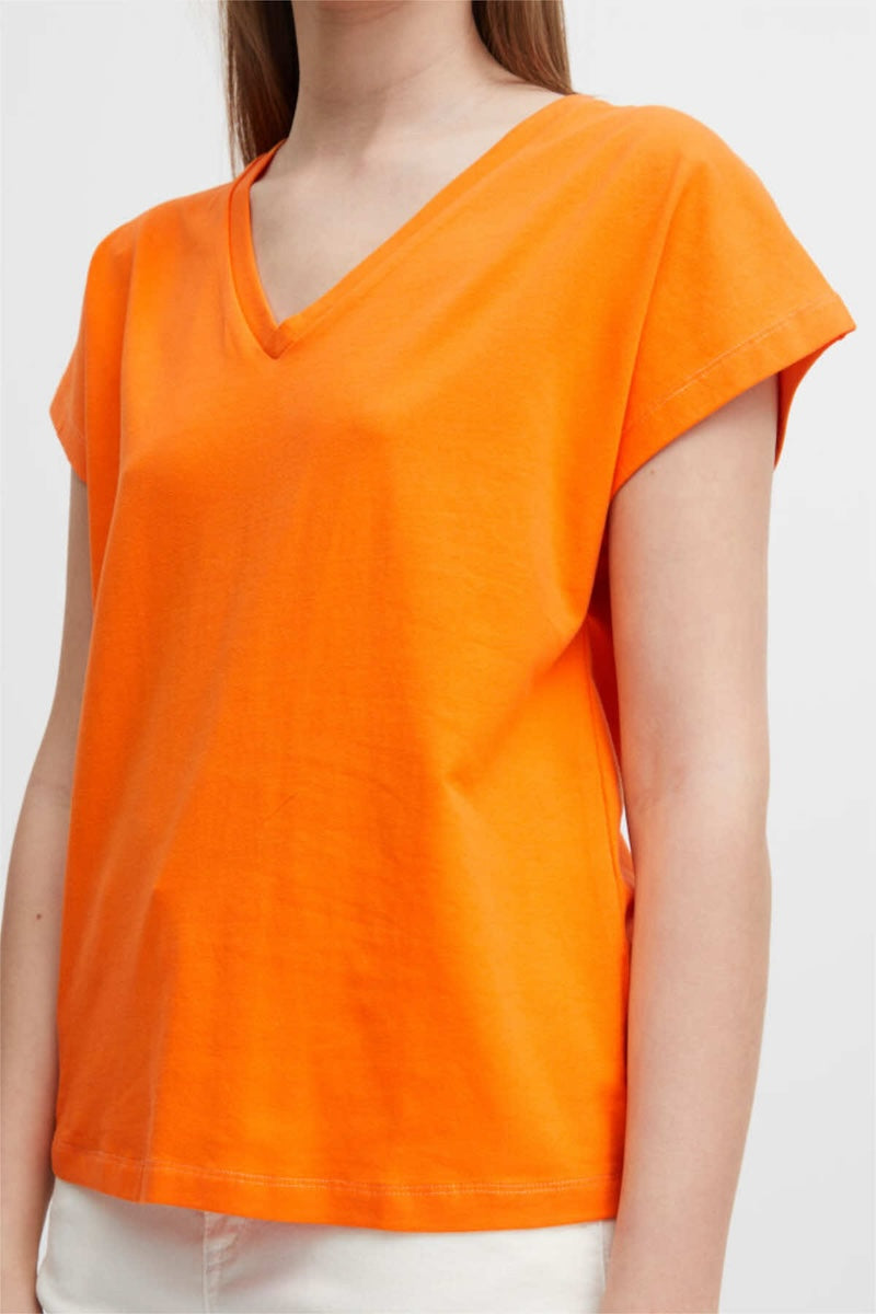 Pandinna V neck tee, clementine