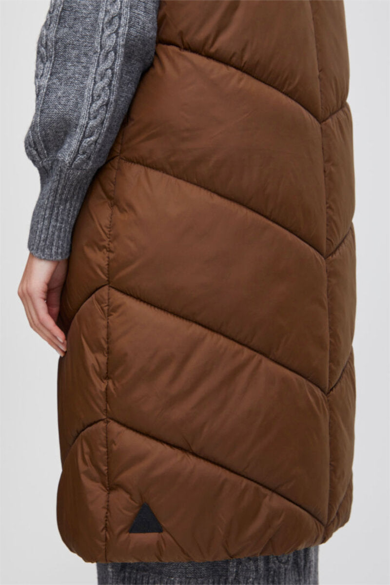 Bomina long gilet, coffee