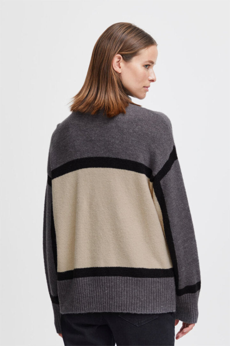 Martha half zip jumper, char/crm