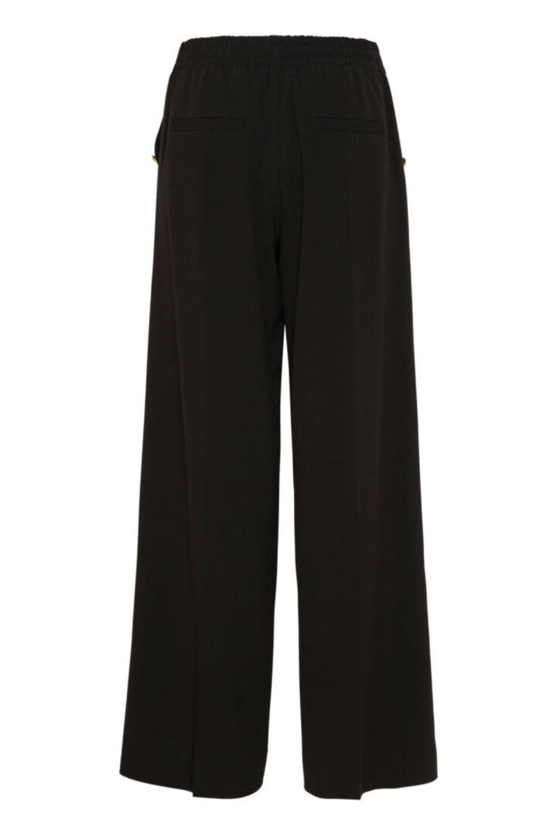 Danta Button Front Trousers, Black