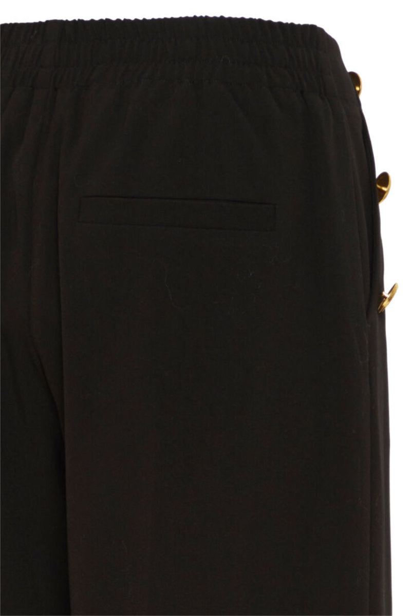 Danta Button Front Trousers, Black