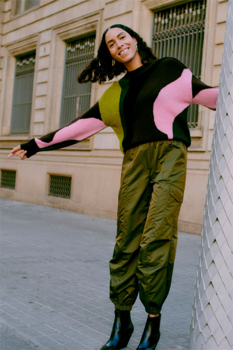 Martine jacquard jumper, green mix