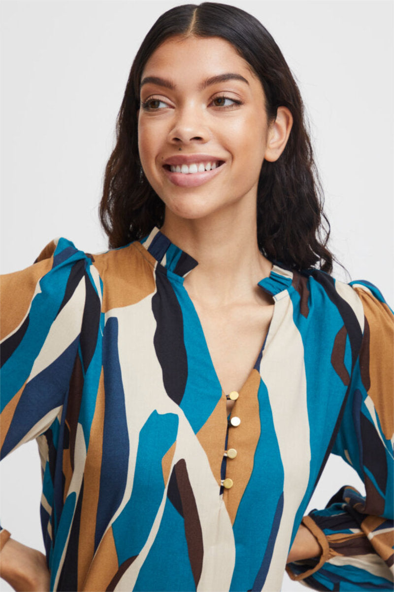 Hisia blouse, teal mix