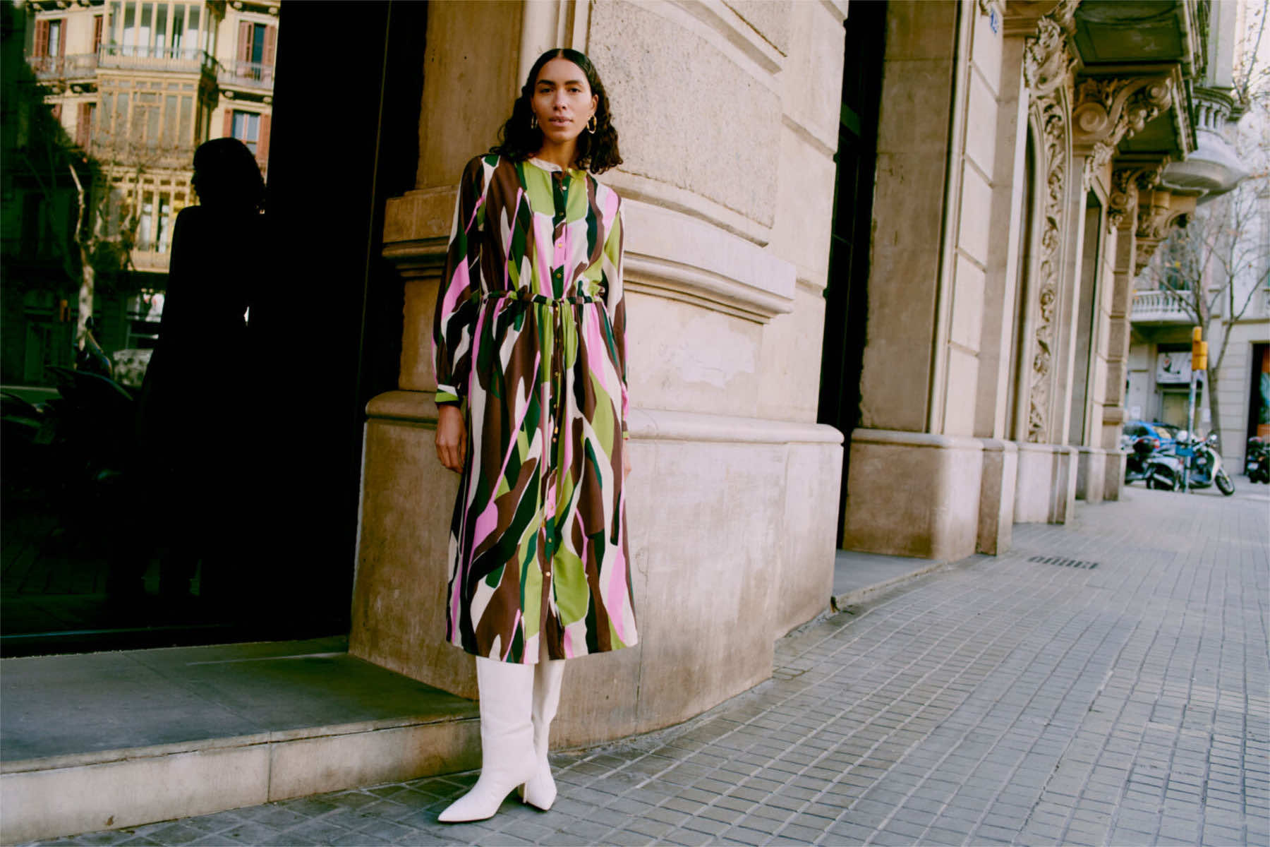 Hisia long dress, guacamole mix