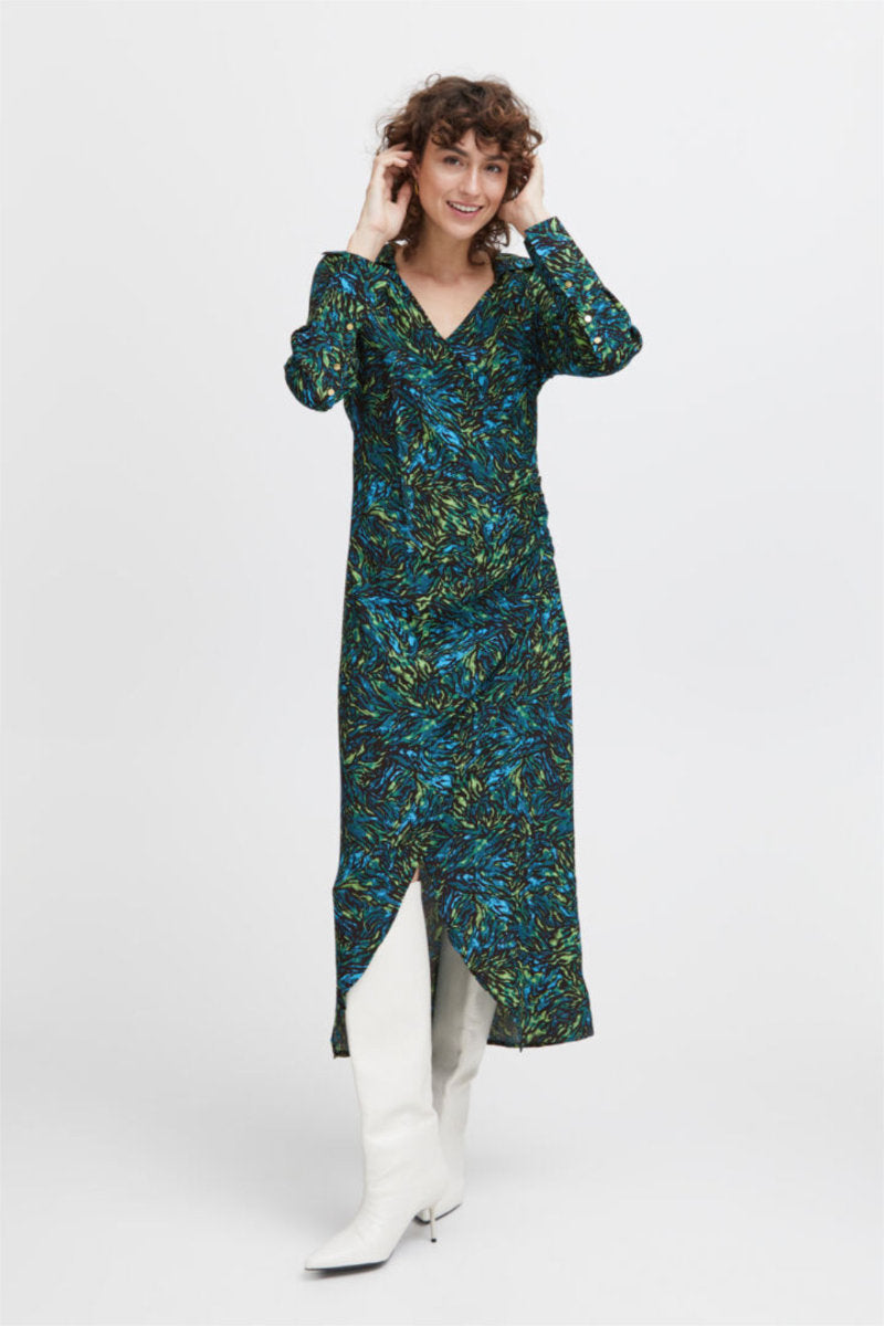Flouri wrap dress, teal mix