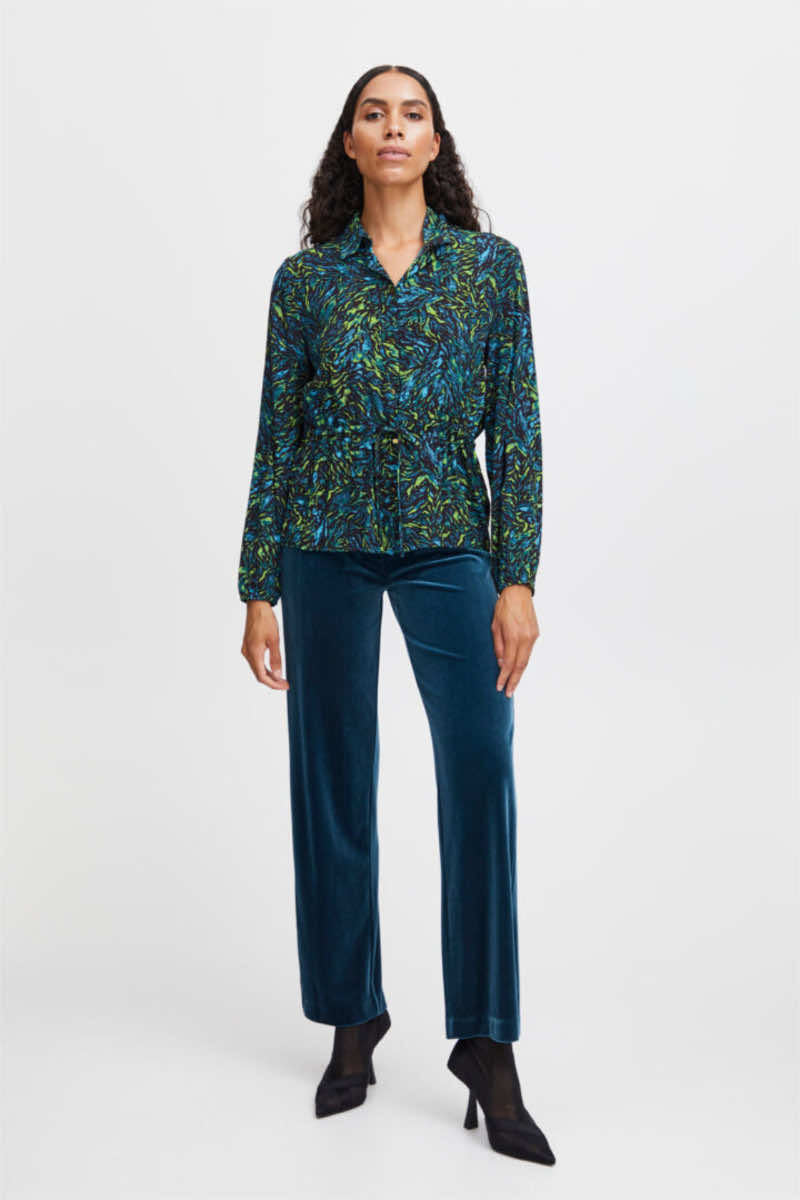 Flouri drawstring shirt, teal mix