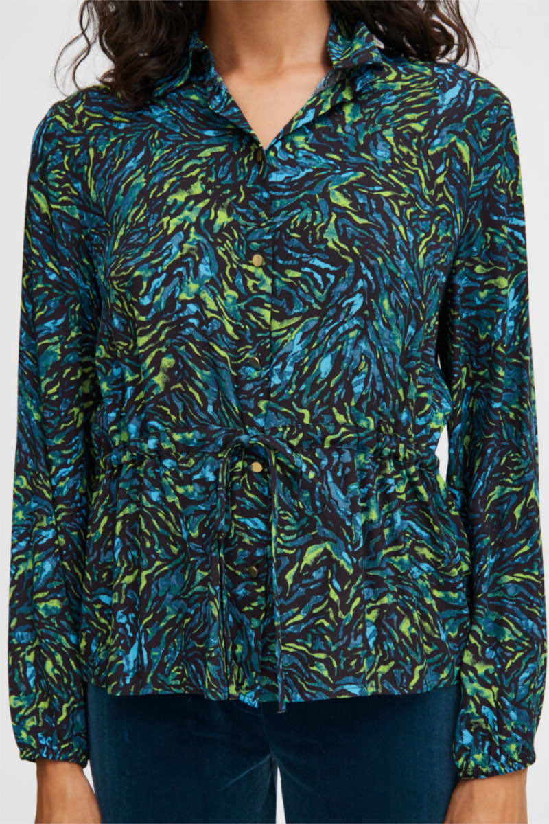 Flouri drawstring shirt, teal mix