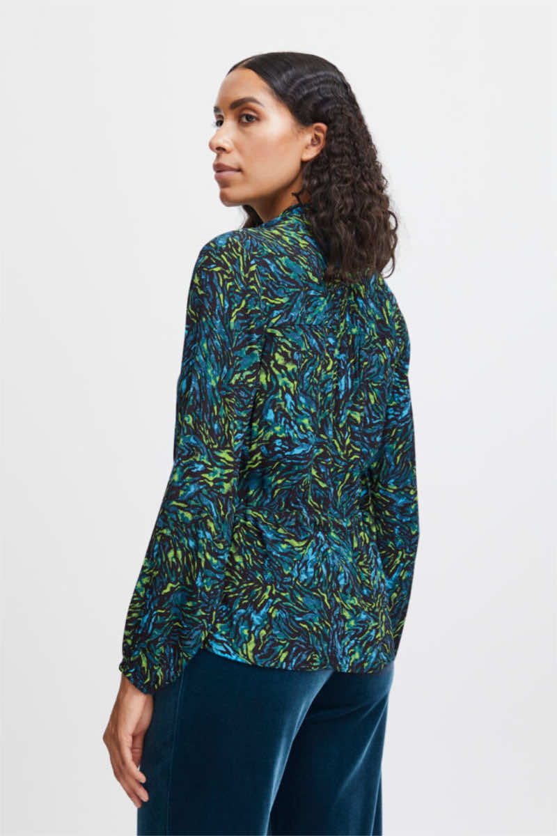 Flouri drawstring shirt, teal mix