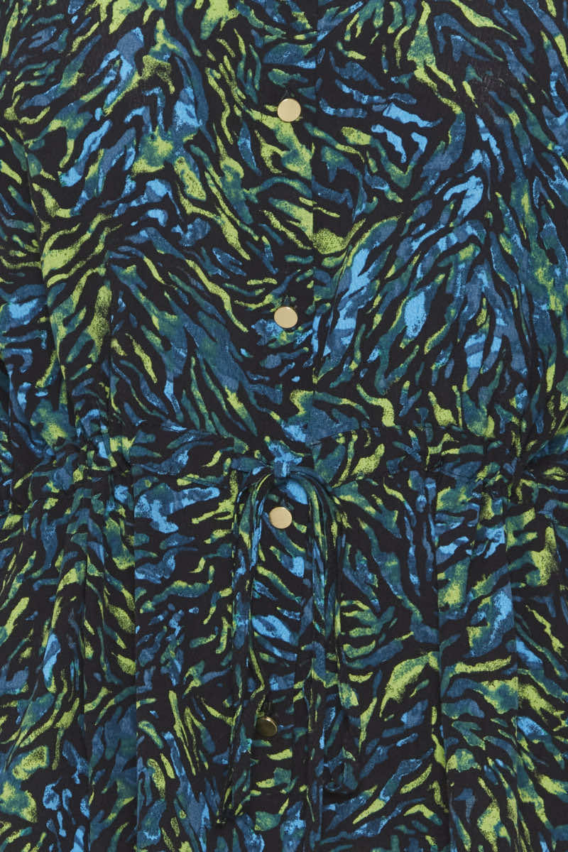 Flouri drawstring shirt, teal mix
