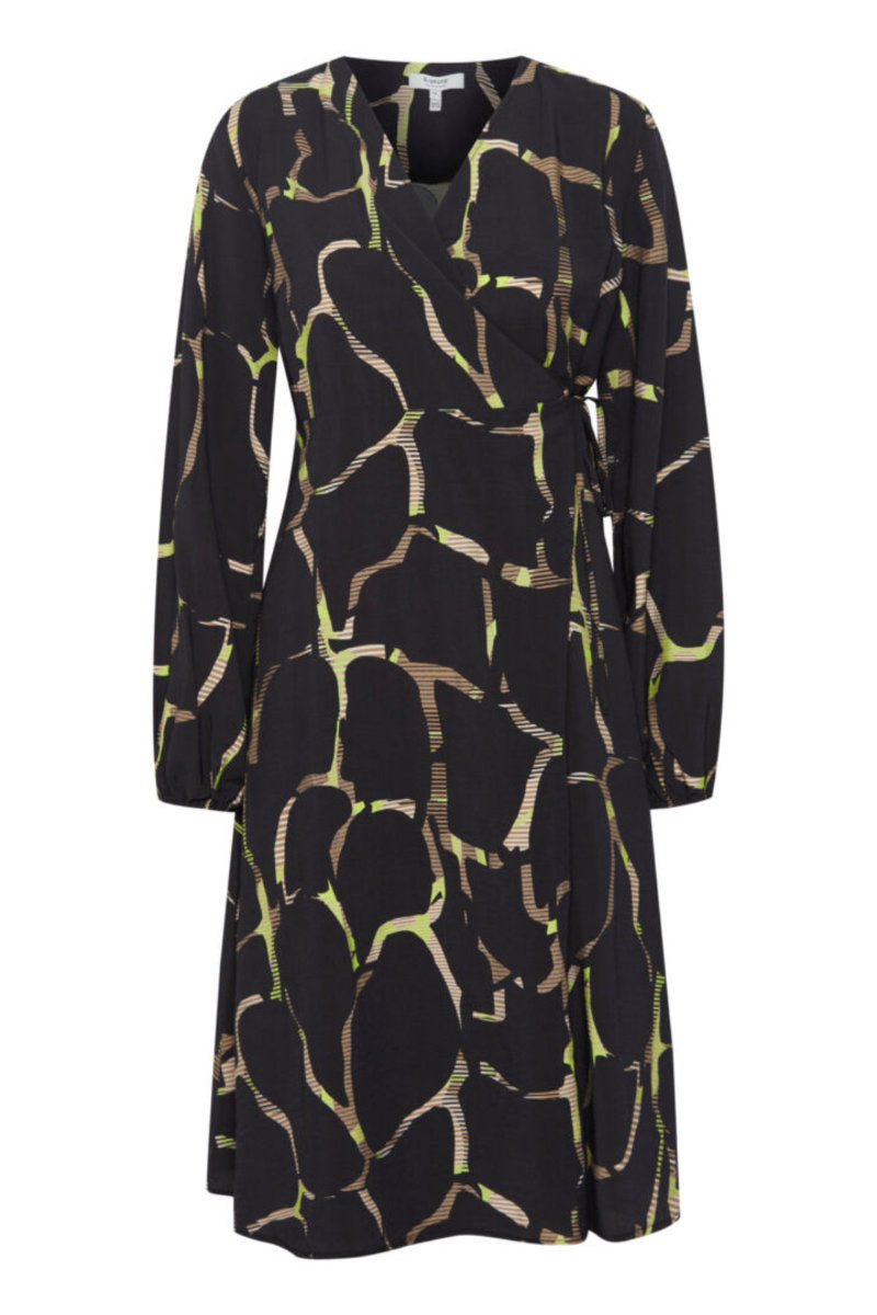 Ibine wrap dress, black green