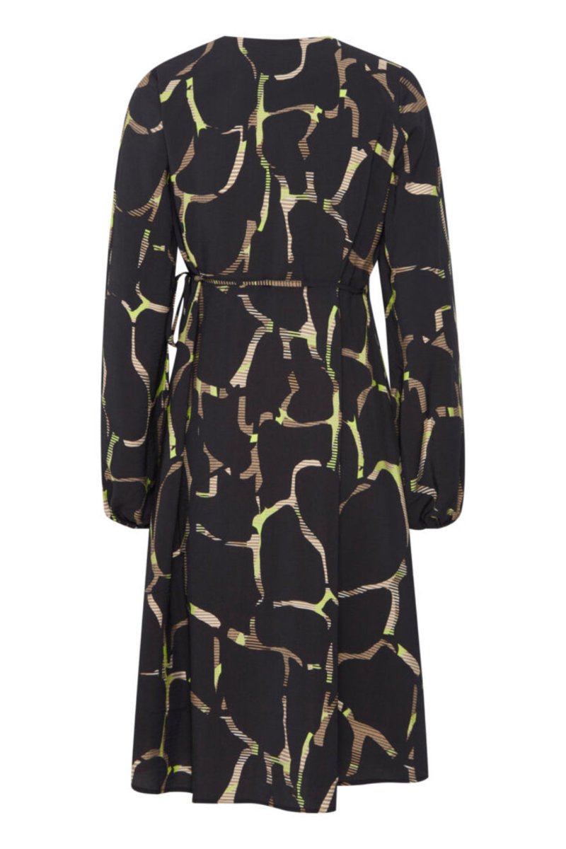 Ibine wrap dress, black green