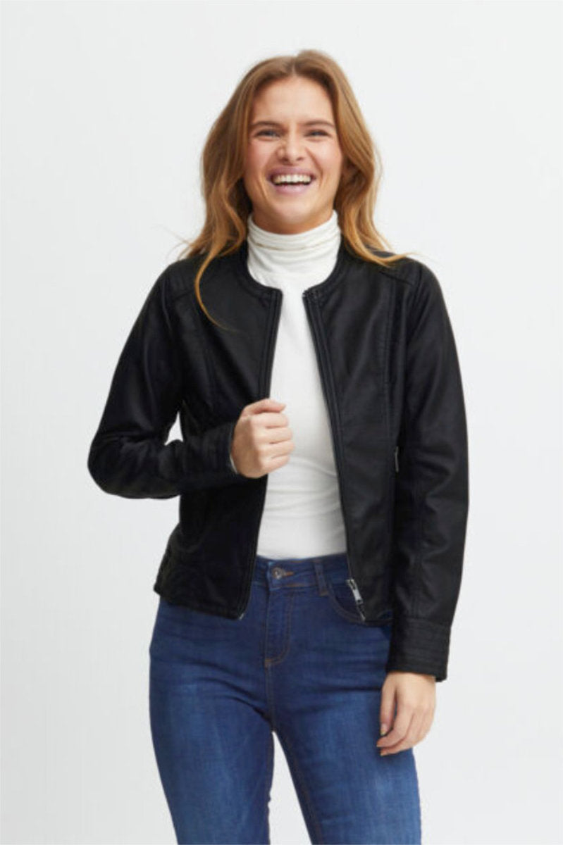 Acom faux leather jacket, black