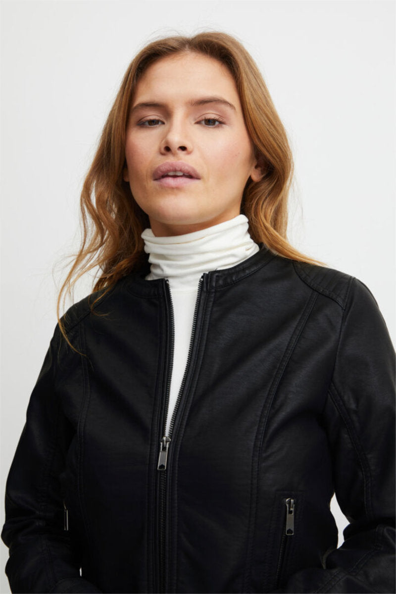 Acom faux leather jacket, black