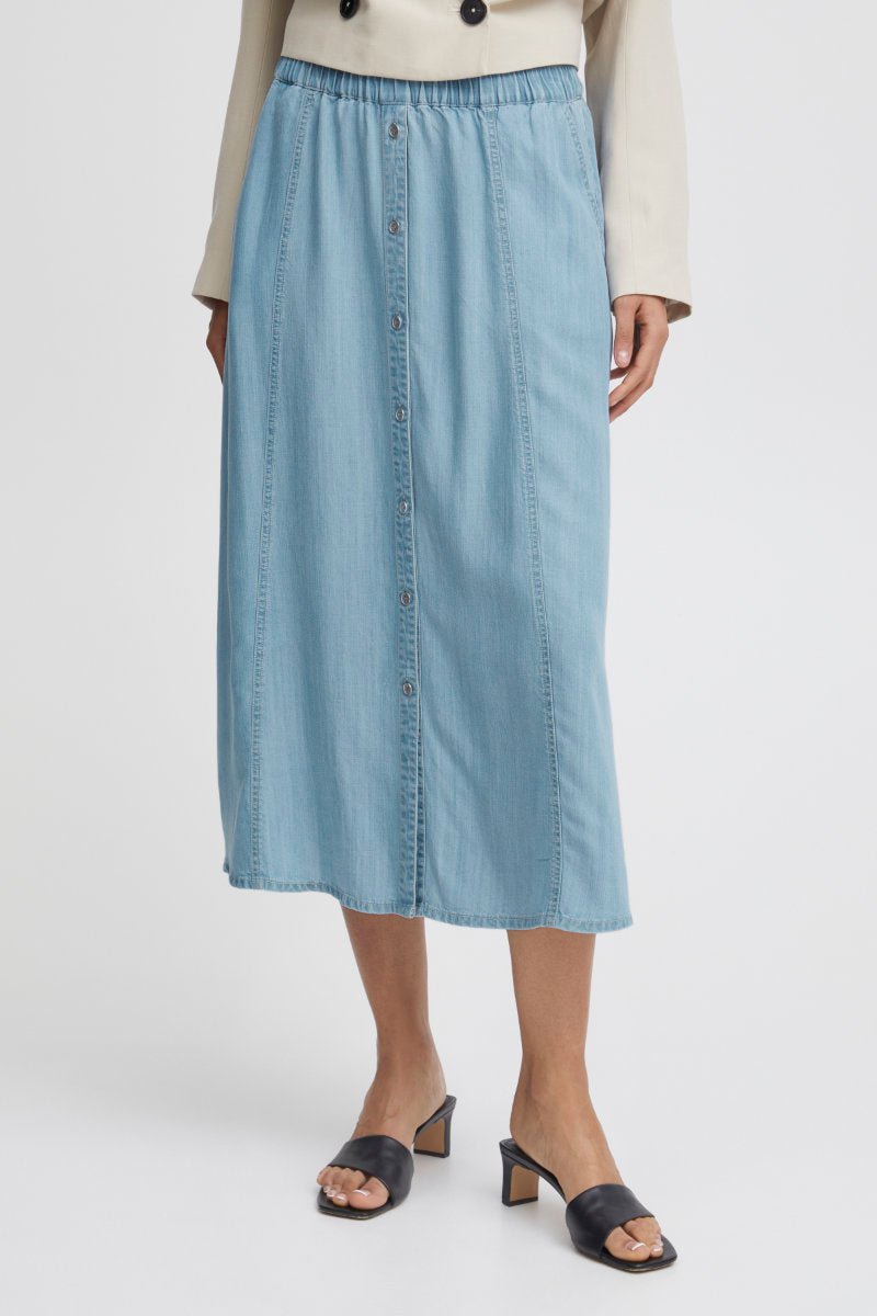 Lana long skirt, light blue denim