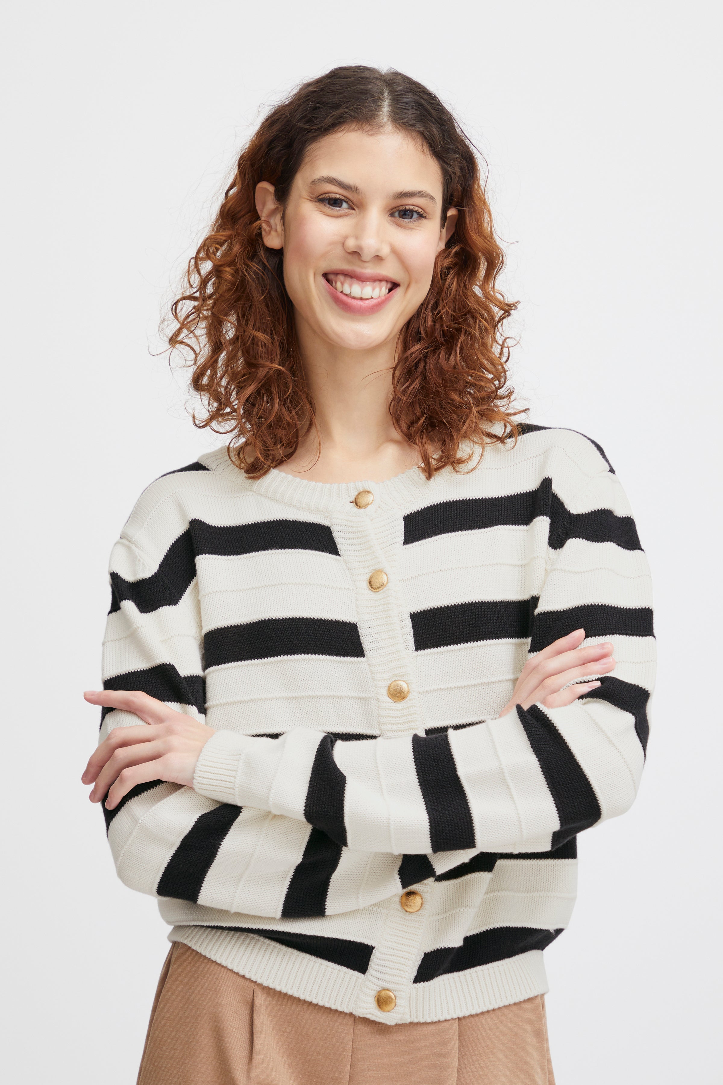 Mocca Cardigan, ivory and black