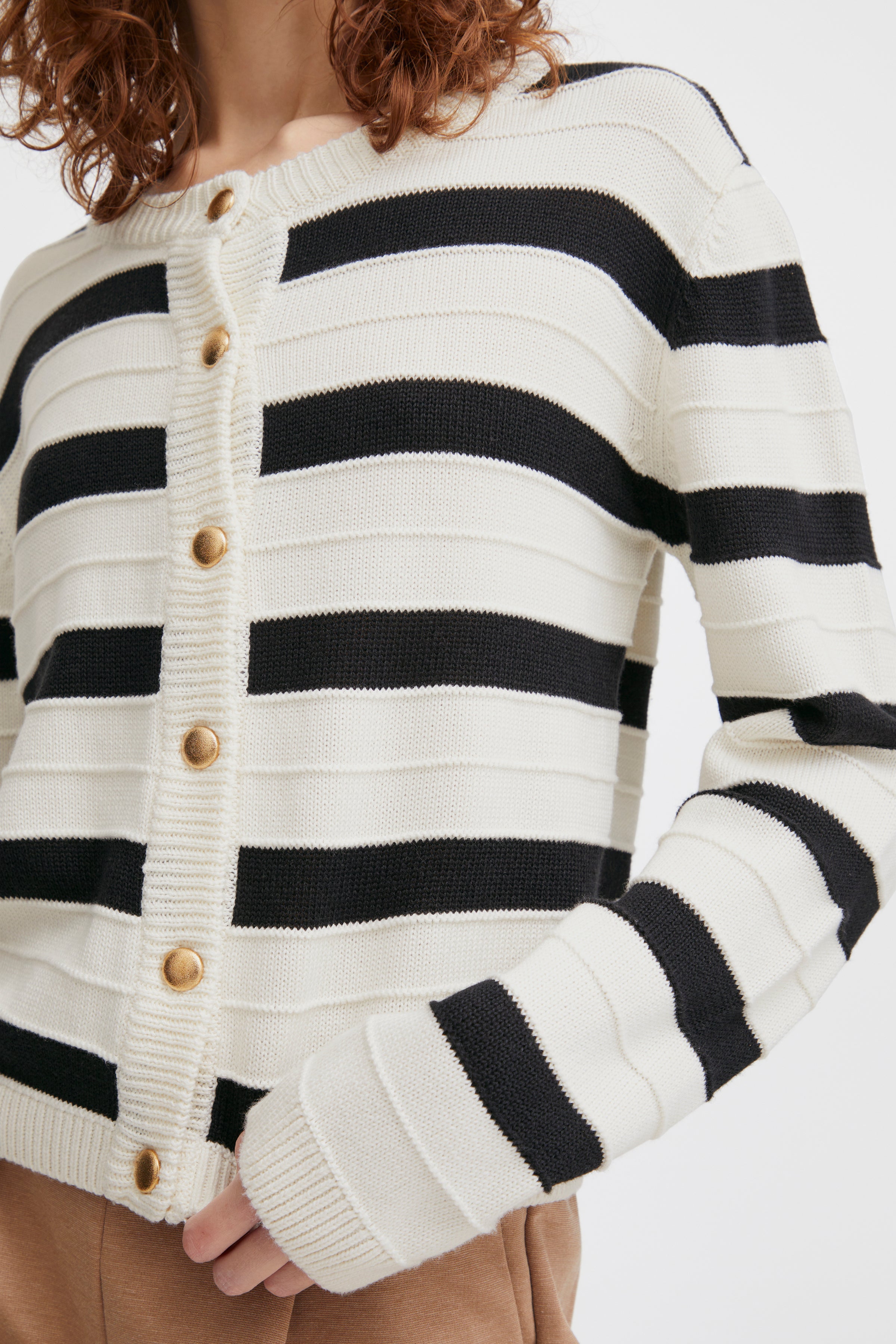 Mocca Cardigan, ivory and black