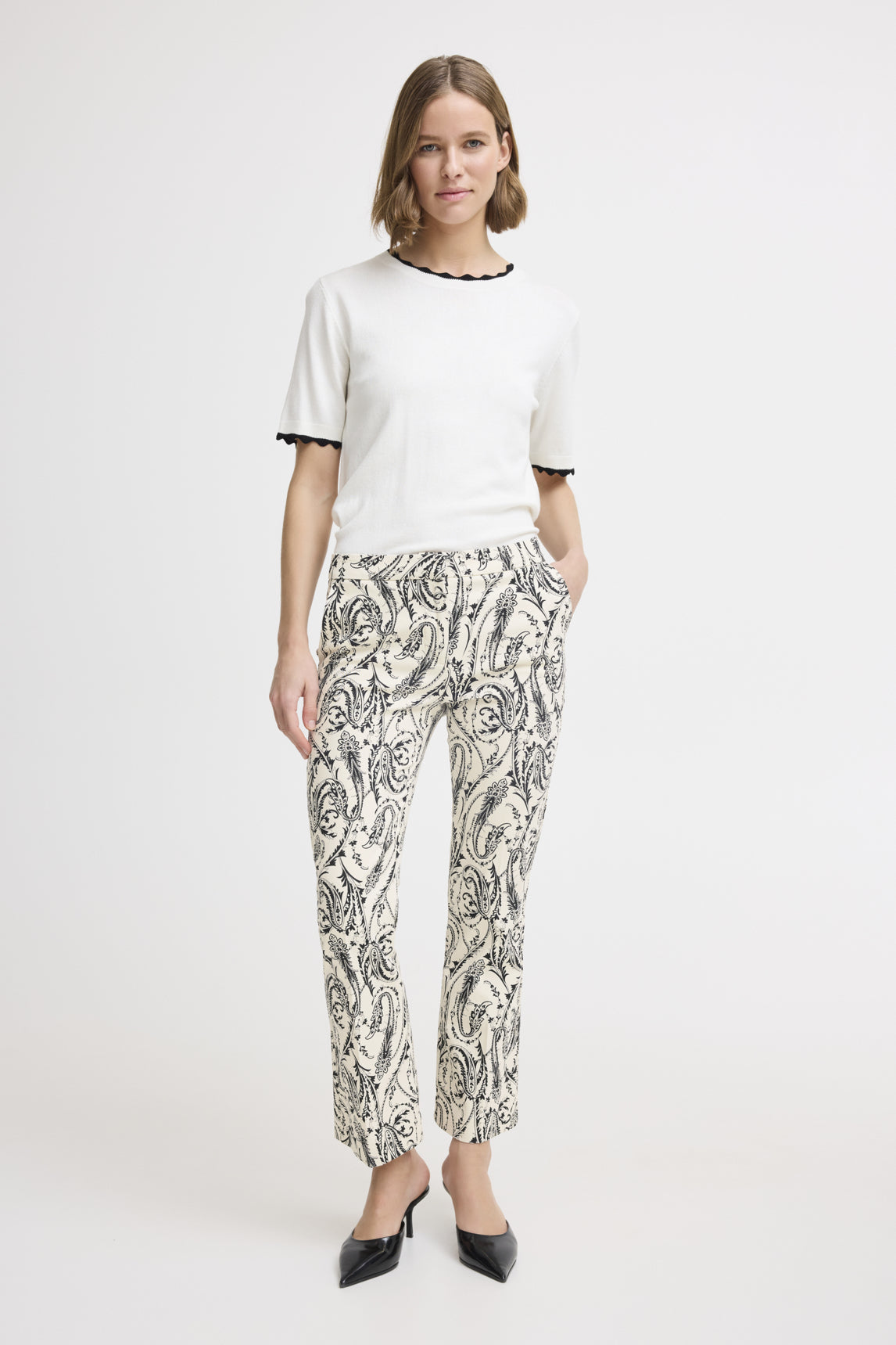 Decka pants, ivory/black