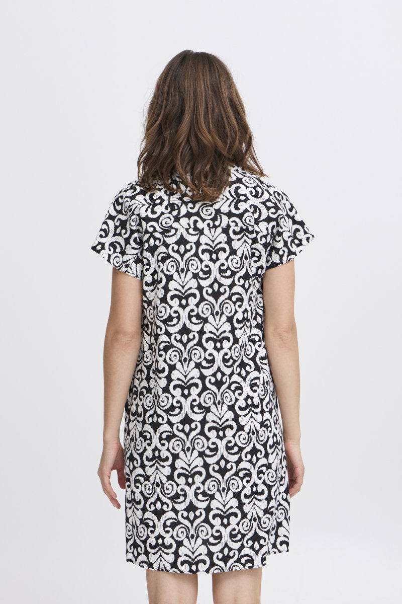 Falakka V neck tunic, black/white