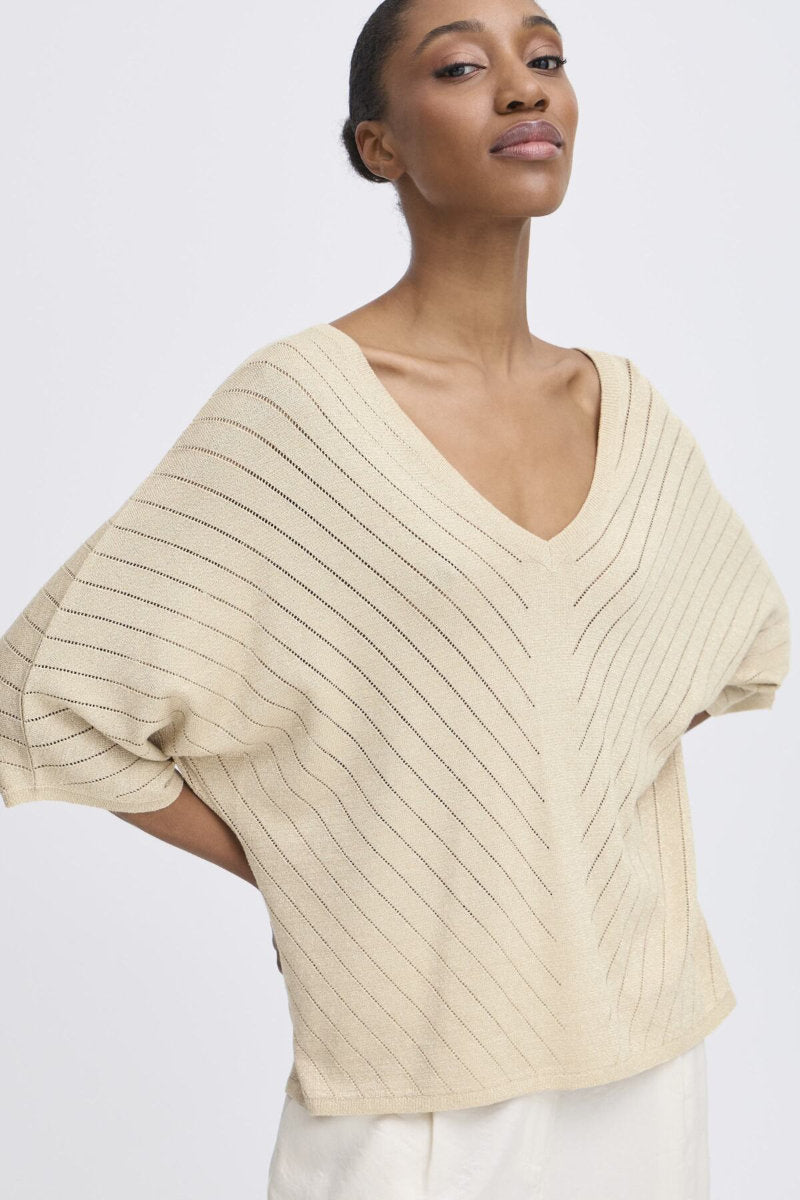 Mobbe v neck jumper, gold