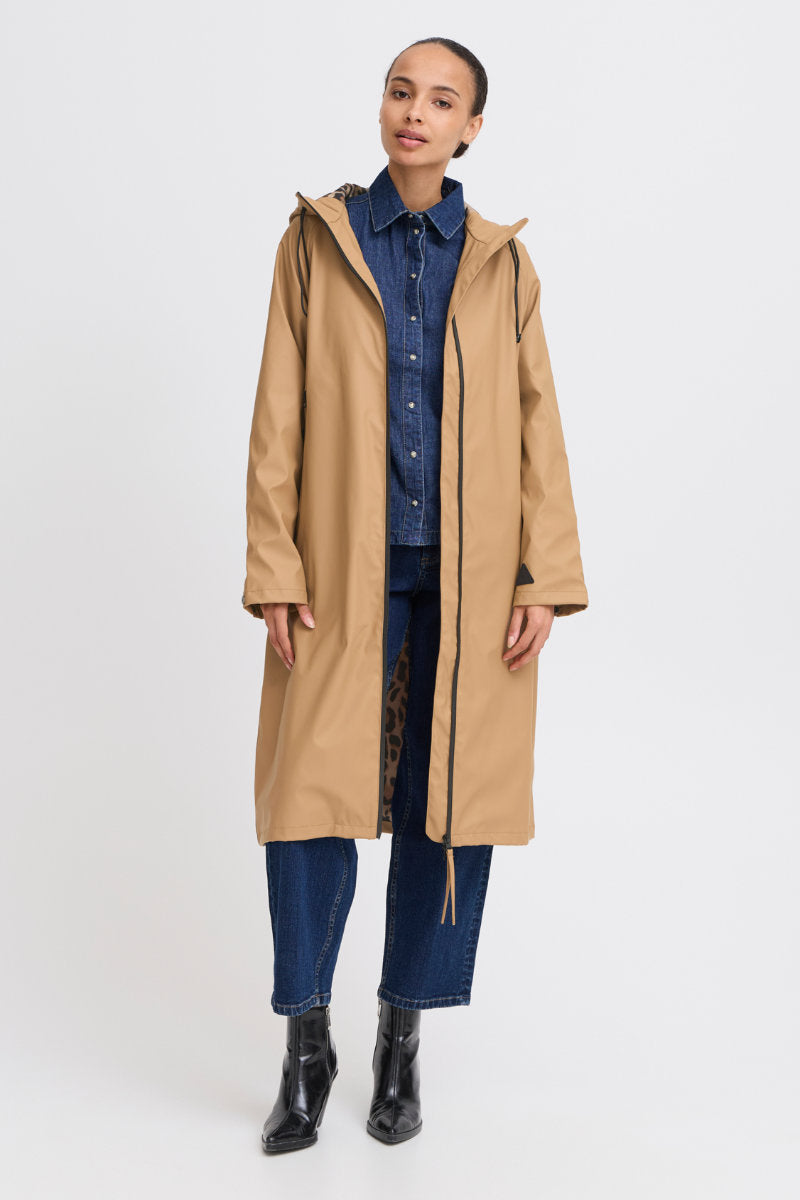 Avan long lined raincoat, caramel