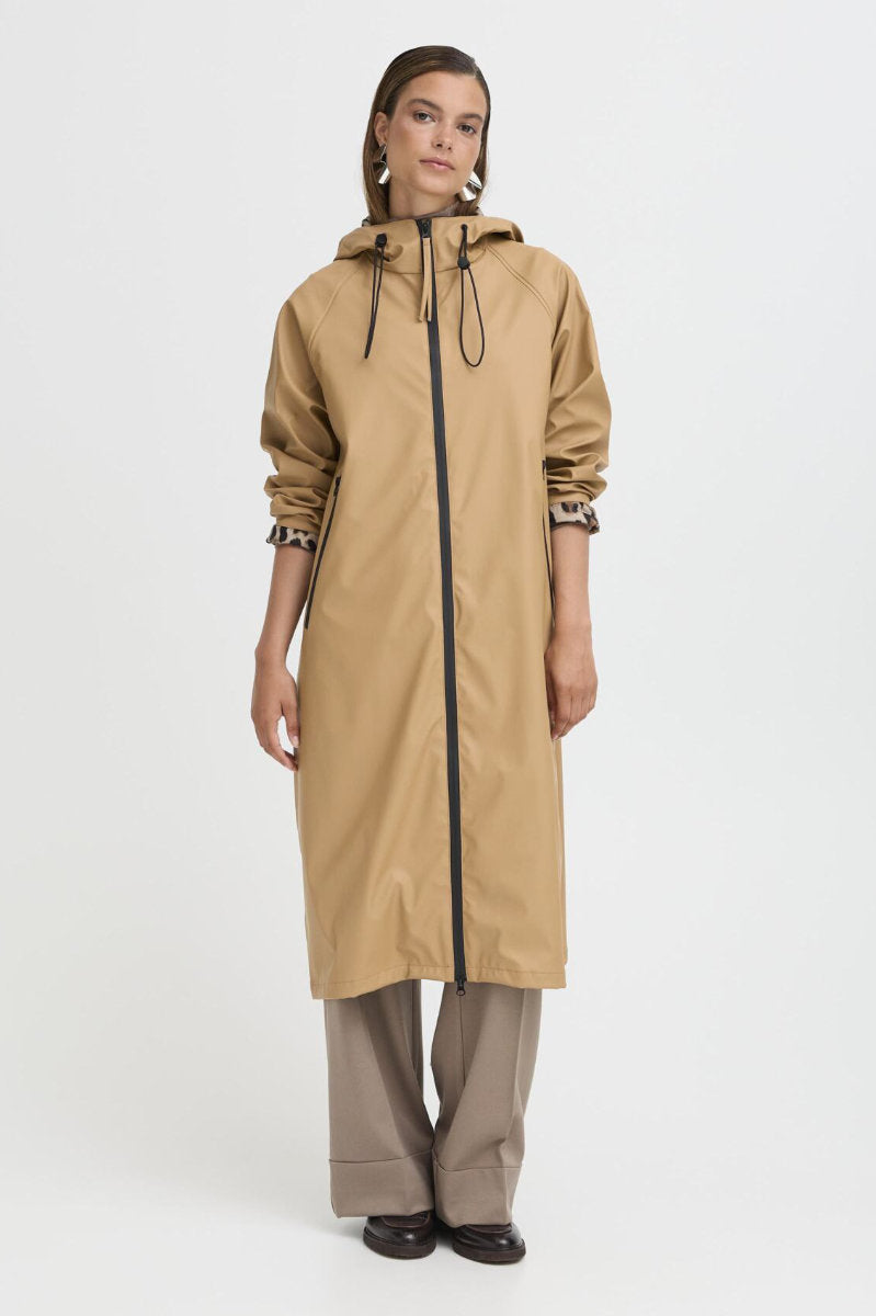 Avan long lined raincoat, caramel