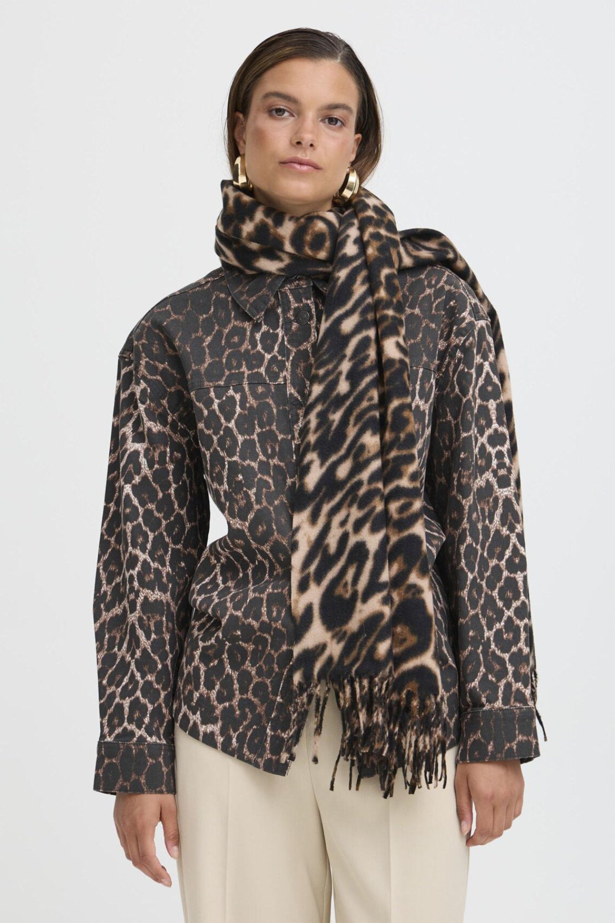 Weopard scarf, brown