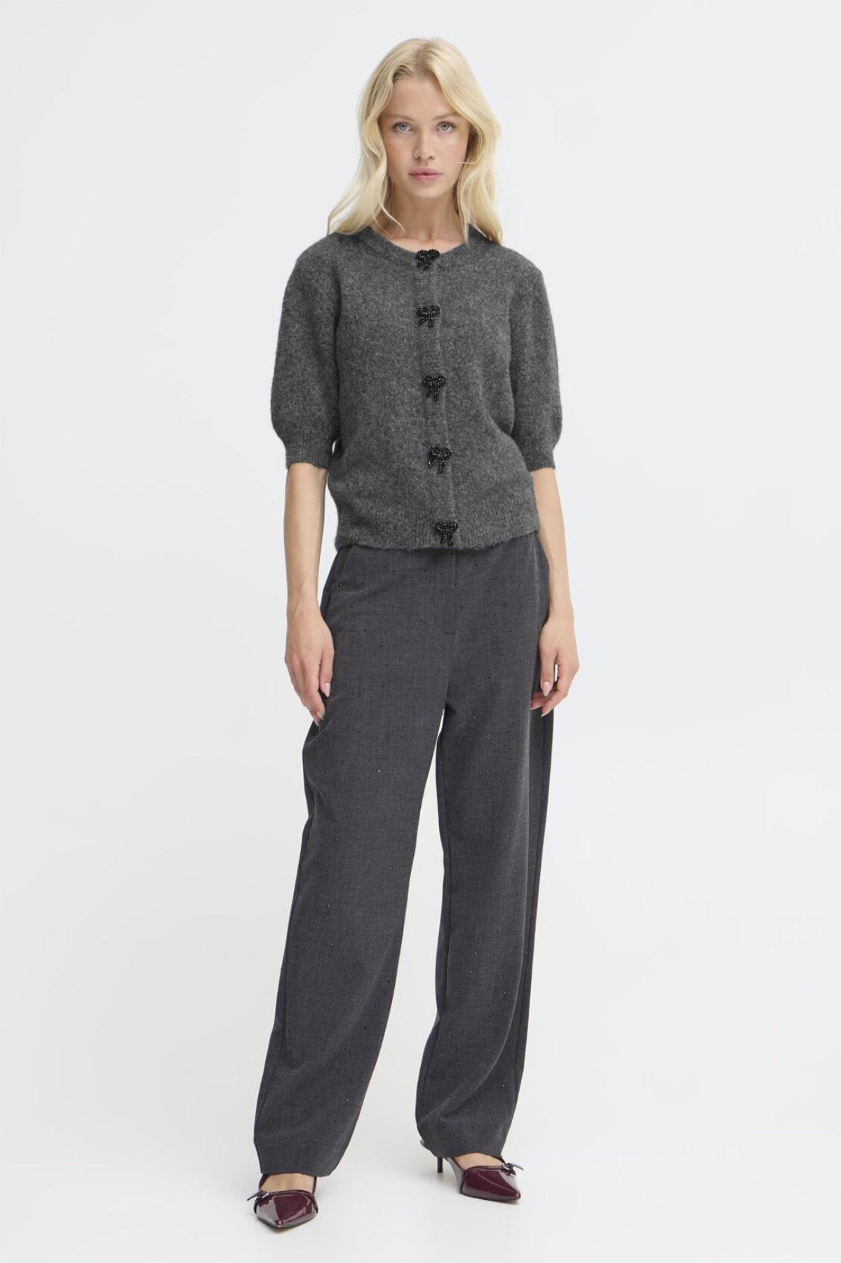 Omea deco cardigan, charcoal