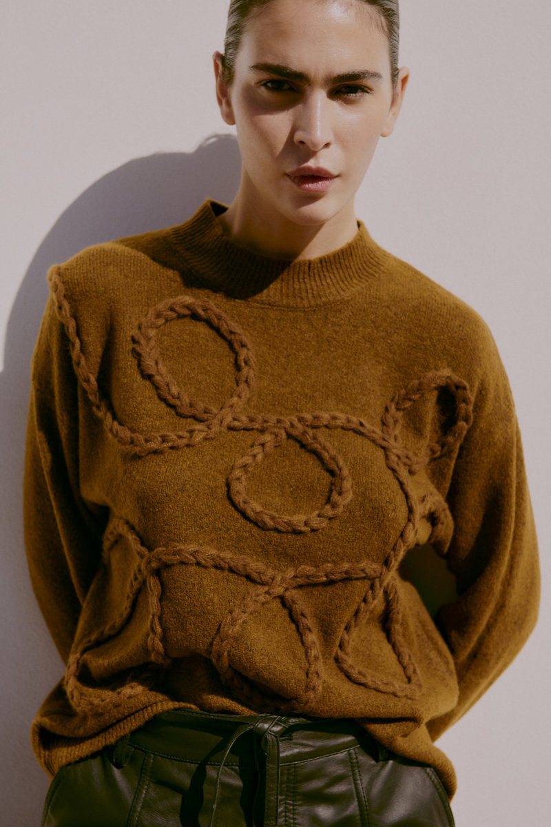 Medi deco jumper, toffee