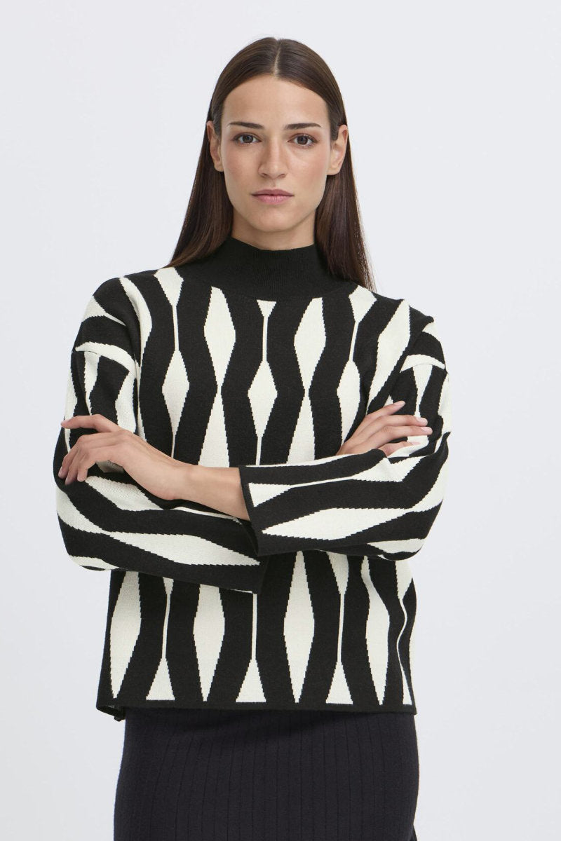 Otari jacquard jumper, black