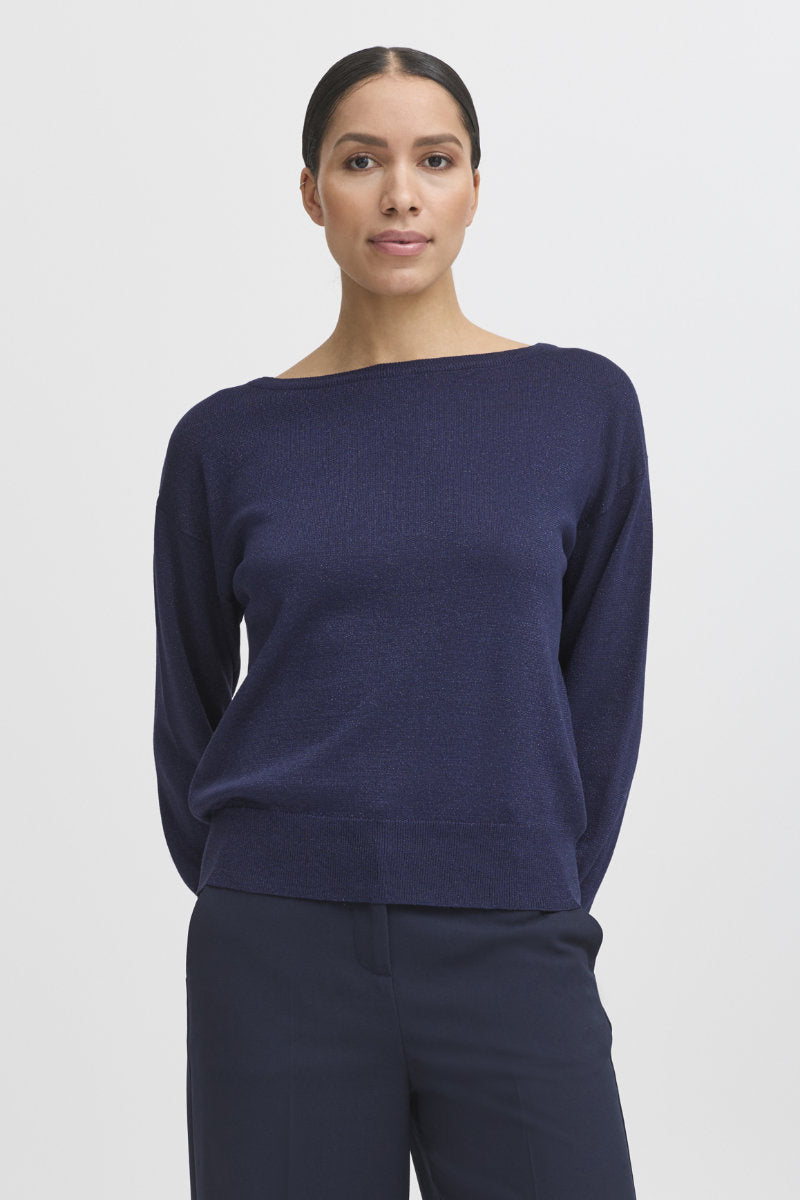Mobbe boatneck jumper, navy