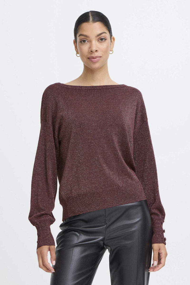 Mobbe boatneck jumper, plum