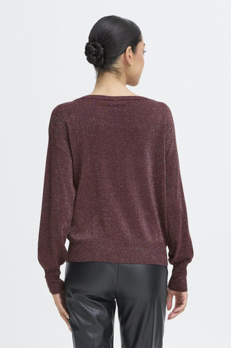 Mobbe boatneck jumper, plum